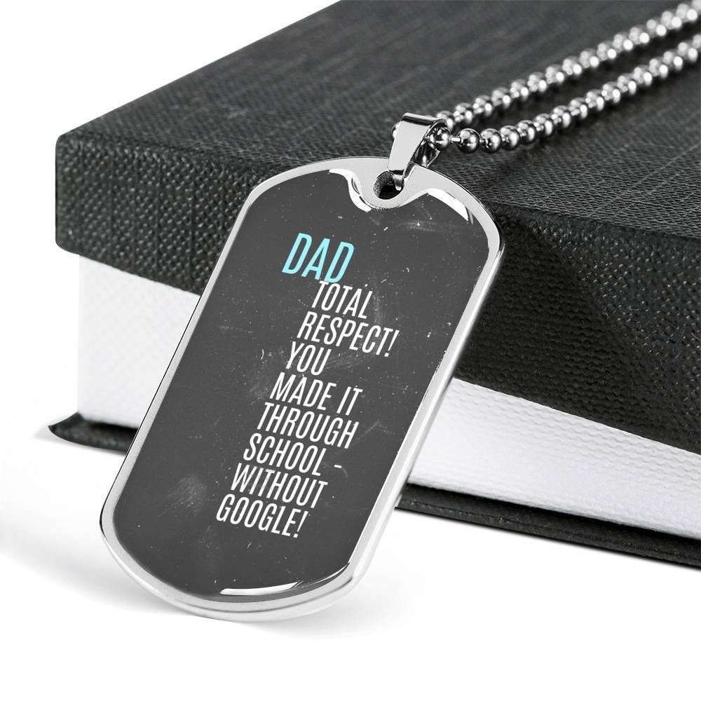 Dad Dog Tag Father’S Day Gift, Total Respect Dog Tag Military Chain Necklace For Dad Dog Tag Father's Day Rakva