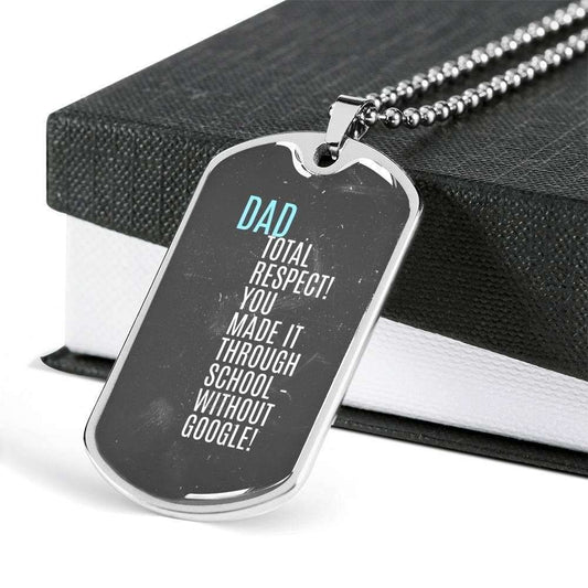 Dad Dog Tag Father’S Day Gift, Total Respect Dog Tag Military Chain Necklace For Dad Dog Tag Father's Day Rakva