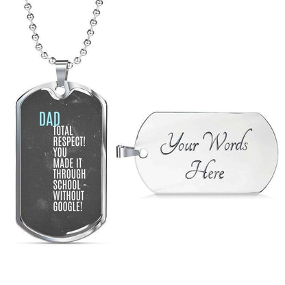 Dad Dog Tag Father’S Day Gift, Total Respect Dog Tag Military Chain Necklace For Dad Dog Tag Father's Day Rakva