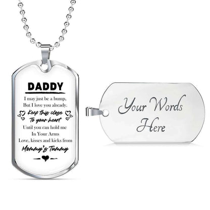 Dad Dog Tag Father’S Day Gift, Tummy For Daddy Dog Tag Military Chain Necklace Keep This Close To Your Heart Dog Tag Father's Day Rakva