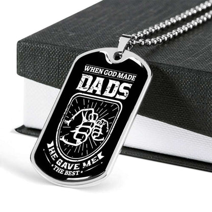 Dad Dog Tag Father’S Day Gift, When God Made Dads Dog Tag Military Chain Necklace Gift For Dad Dog Tag Father's Day Rakva