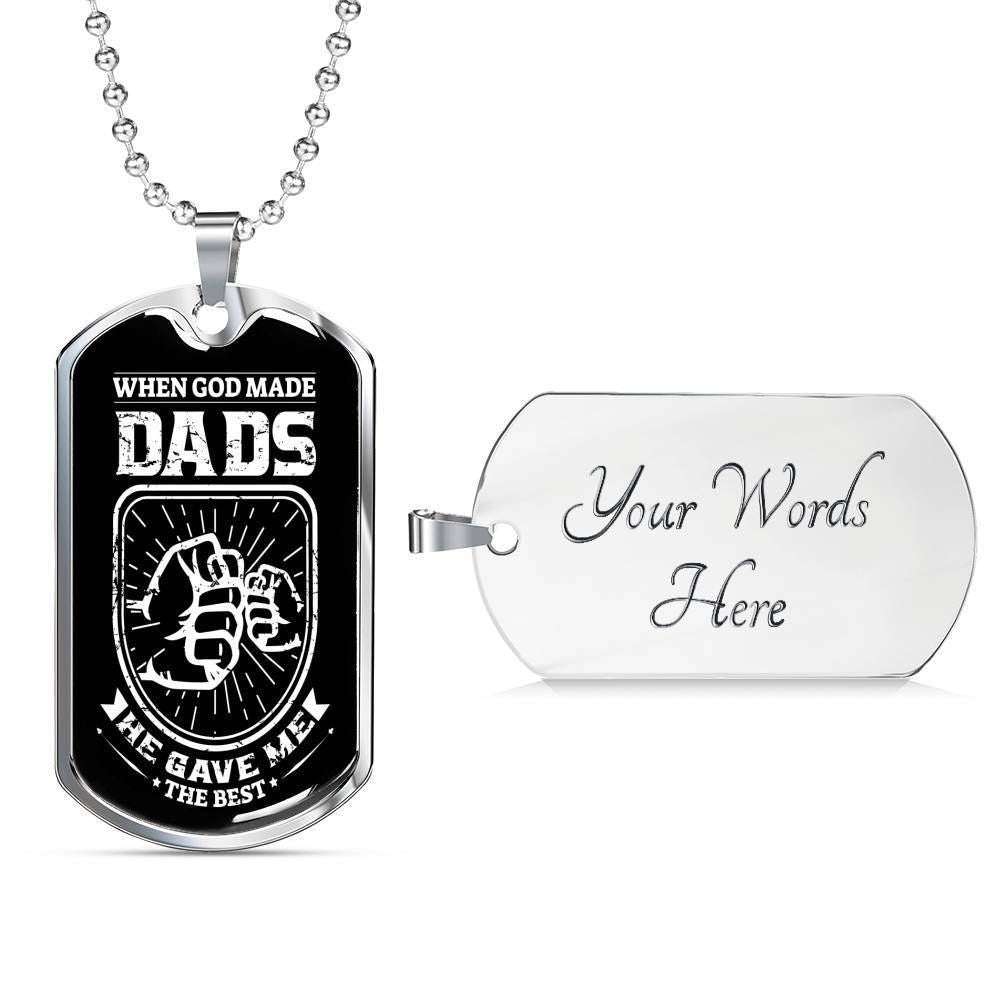 Dad Dog Tag Father’S Day Gift, When God Made Dads Dog Tag Military Chain Necklace Gift For Dad Dog Tag Father's Day Rakva