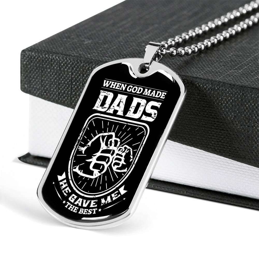 Dad Dog Tag Father’S Day Gift, When God Made Dads Dog Tag Military Chain Necklace Gift For Dad Father's Day Rakva