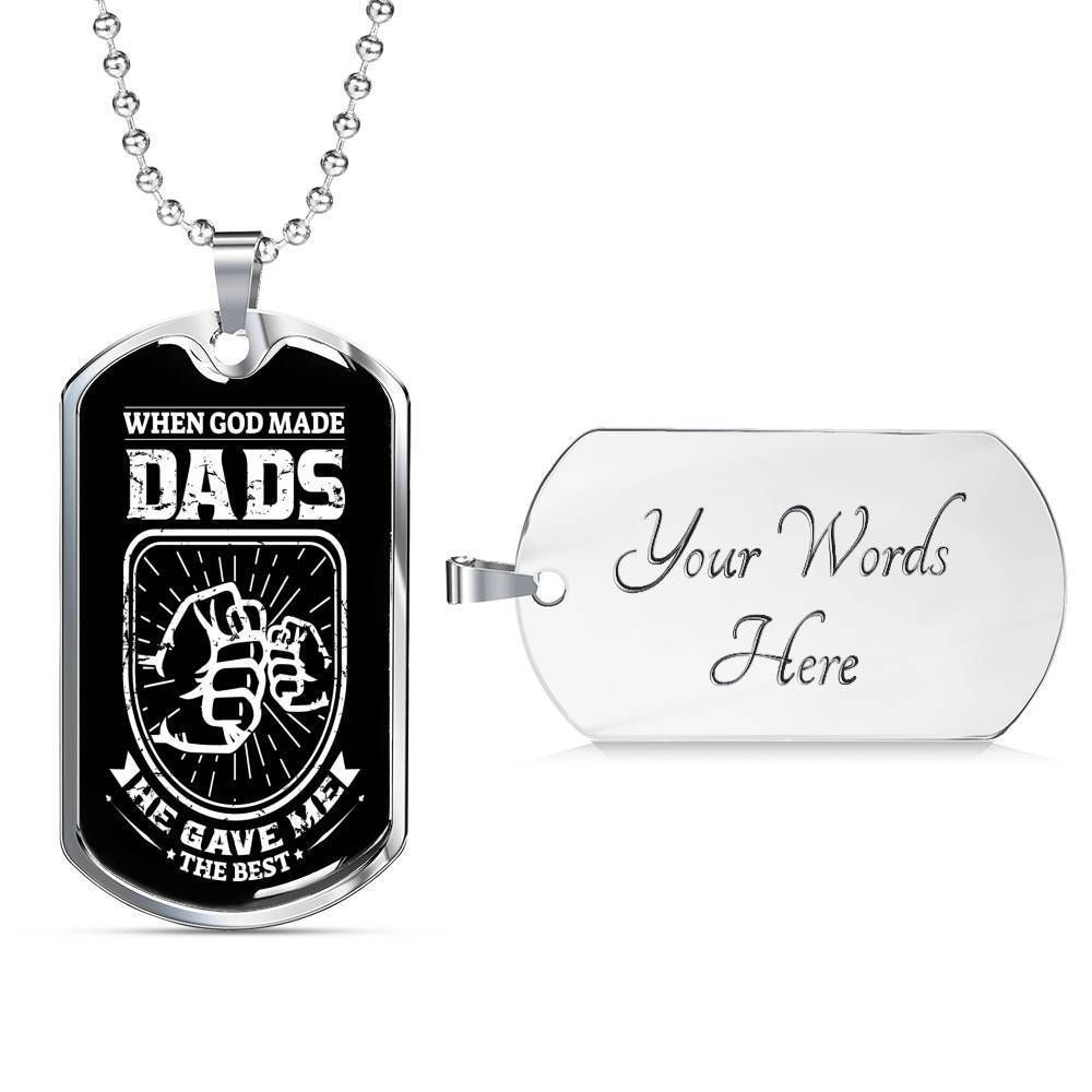 Dad Dog Tag Father’S Day Gift, When God Made Dads Dog Tag Military Chain Necklace Gift For Dad Father's Day Rakva