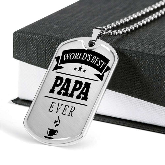 Dad Dog Tag Father’S Day Gift, World’S Best Papa Ever Dog Tag Military Chain Necklace Gift For Men Father's Day Rakva