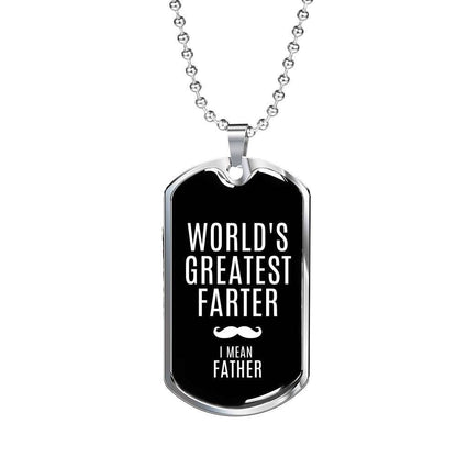 Dad Dog Tag Father’S Day Gift, World’S Greatest Farter Dog Tag Military Chain Necklace For Dad Father's Day Rakva