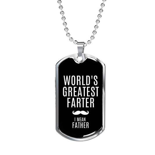 Dad Dog Tag Father’S Day Gift, World’S Greatest Farter Dog Tag Military Chain Necklace For Dad Father's Day Rakva