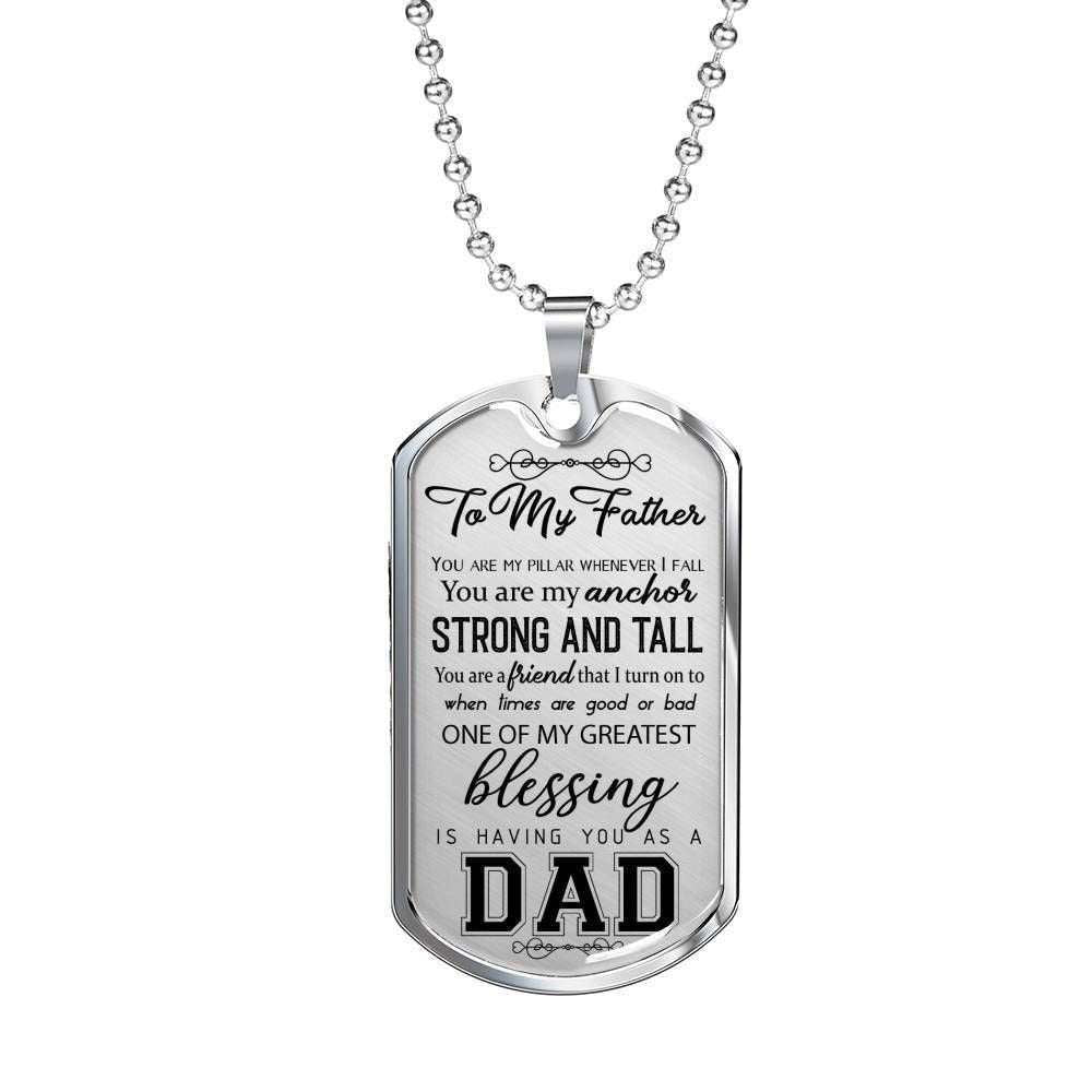 Dad Dog Tag Father’S Day Gift, You Are My Anchor Strong And Tall Dog Tag Military Chain For Dad Father's Day Rakva