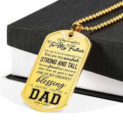 Dad Dog Tag Father’S Day Gift, You Are My Anchor Strong And Tall Dog Tag Military Chain For Dad Father's Day Rakva