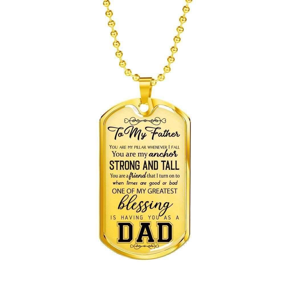 Dad Dog Tag Father’S Day Gift, You Are My Anchor Strong And Tall Dog Tag Military Chain For Dad Father's Day Rakva