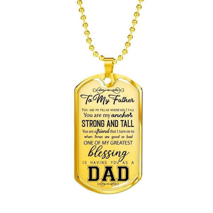 Dad Dog Tag Father’S Day Gift, You Are My Anchor Strong And Tall Dog Tag Military Chain For Dad Father's Day Rakva