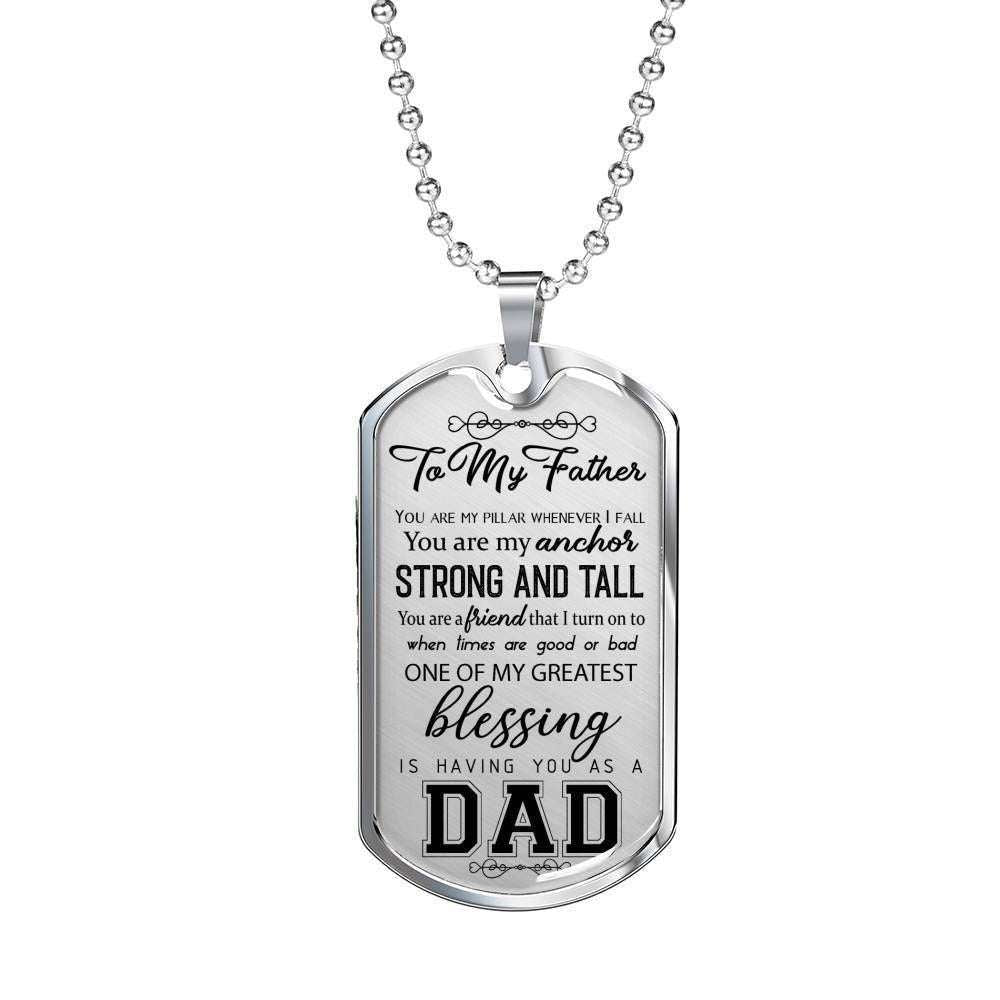 Dad Dog Tag Father’S Day Gift, You Are My Anchor Strong And Tall Dog Tag Military Chain Necklace For Dad Father's Day Rakva