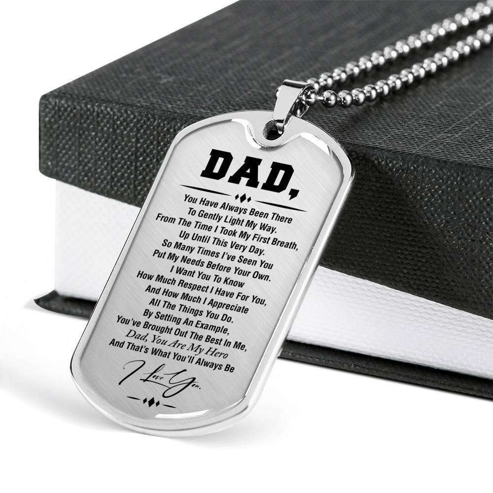 Dad Dog Tag Father’S Day Gift, You Are My Hero Dog Tag Military Chain Necklace For Dad Father's Day Rakva