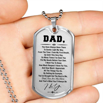 Dad Dog Tag Father’S Day Gift, You Are My Hero Dog Tag Military Chain Necklace For Dad Father's Day Rakva