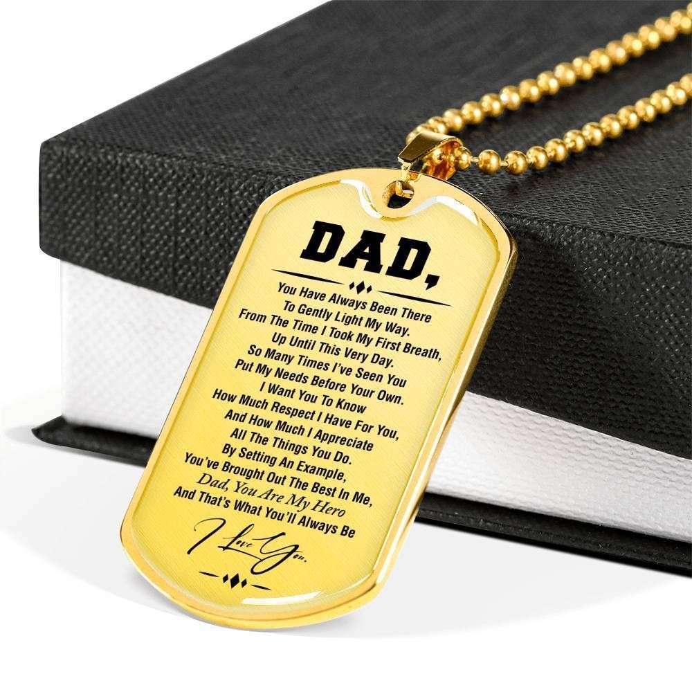 Dad Dog Tag Father’S Day Gift, You Are My Hero Dog Tag Military Chain Necklace For Dad Father's Day Rakva