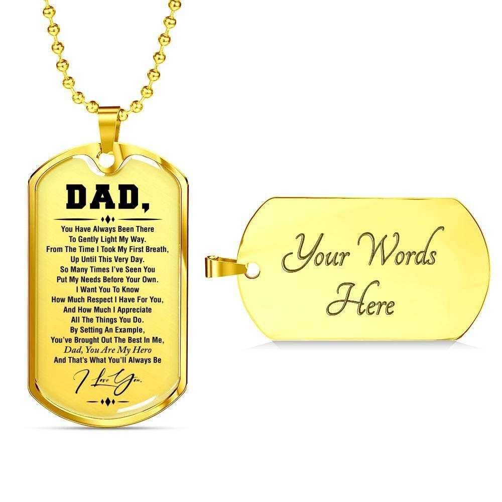 Dad Dog Tag Father’S Day Gift, You Are My Hero Dog Tag Military Chain Necklace For Dad Father's Day Rakva