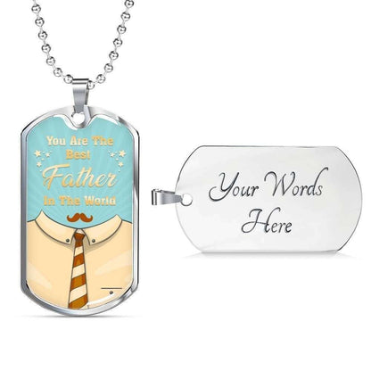 Dad Dog Tag Father’S Day Gift, You Are The Best Father Dog Tag Military Chain Necklace Giving Men Father's Day Rakva