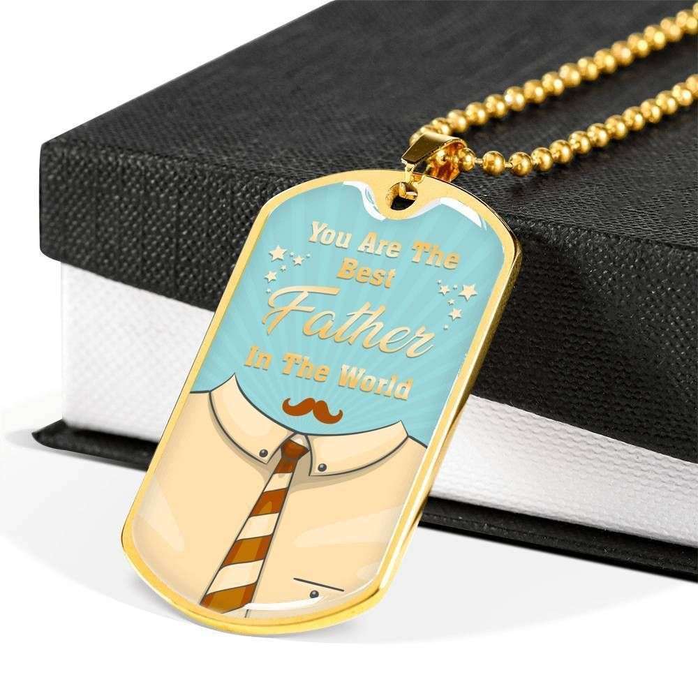 Dad Dog Tag Father’S Day Gift, You Are The Best Father Dog Tag Military Chain Necklace Giving Men Father's Day Rakva