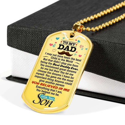 Dad Dog Tag Father’S Day Gift, You Believed In Me Everything Dog Tag Military Chain Necklace Gift For Dad Father's Day Rakva