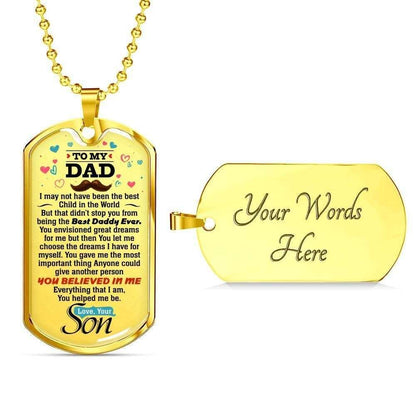 Dad Dog Tag Father’S Day Gift, You Believed In Me Everything Dog Tag Military Chain Necklace Gift For Dad Father's Day Rakva