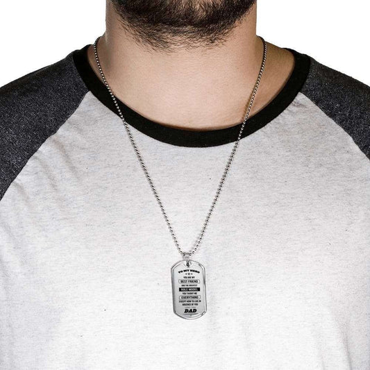 Dad Dog Tag Father’S Day Gift, You Taught Me Everything Dog Tag Military Chain Necklace Gift For Daddy Father's Day Rakva
