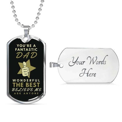 Dad Dog Tag Father’S Day Gift, You’Re A Fantastic Dad Dog Tag Military Chain Necklace For Dad Dog Tag Father's Day Rakva