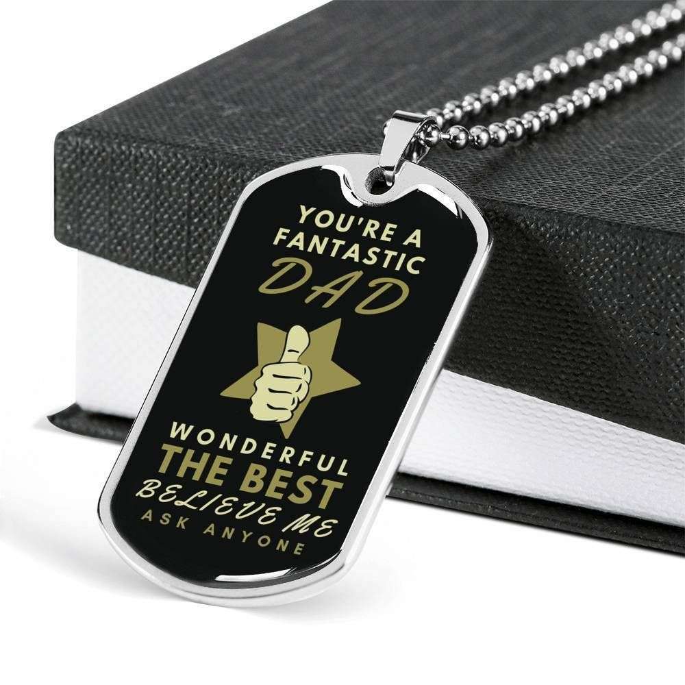 Dad Dog Tag Father’S Day Gift, You’Re A Fantastic Dad Dog Tag Military Chain Necklace For Dad Father's Day Rakva