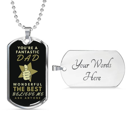 Dad Dog Tag Father’S Day Gift, You’Re A Fantastic Dad Dog Tag Military Chain Necklace For Dad Father's Day Rakva