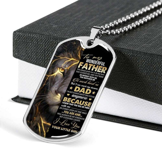 Dad Dog Tag Father’S Day Gift, You’Re And Will Always Be My Strength Dog Tag Military Chain Necklace For Dad Father's Day Rakva
