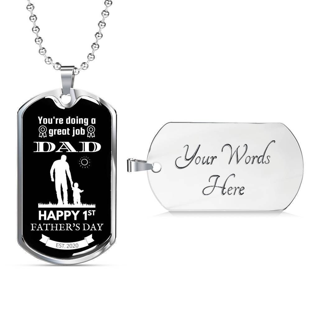 Dad Dog Tag Father’S Day Gift, You’Re Doing A Great Job Dog Tag Military Chain Necklace Gift For Dad Father's Day Rakva