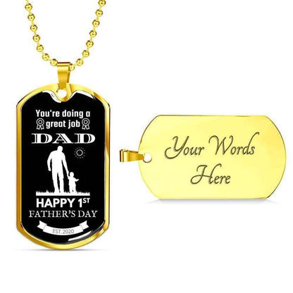 Dad Dog Tag Father’S Day Gift, You’Re Doing A Great Job Dog Tag Military Chain Necklace Gift For Dad Father's Day Rakva