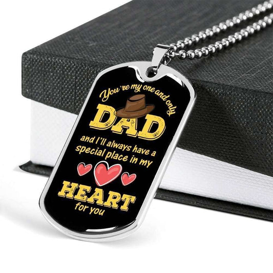 Dad Dog Tag Father’S Day Gift, You’Re My One And Only Dad Dog Tag Military Chain Necklace Gift For Dad Father's Day Rakva