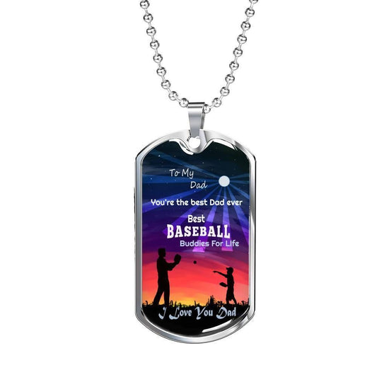 Dad Dog Tag Father’S Day Gift, You’Re The Best Dad Ever Best Baseball Dog Tag Military Chain Necklace For Dad Father's Day Rakva