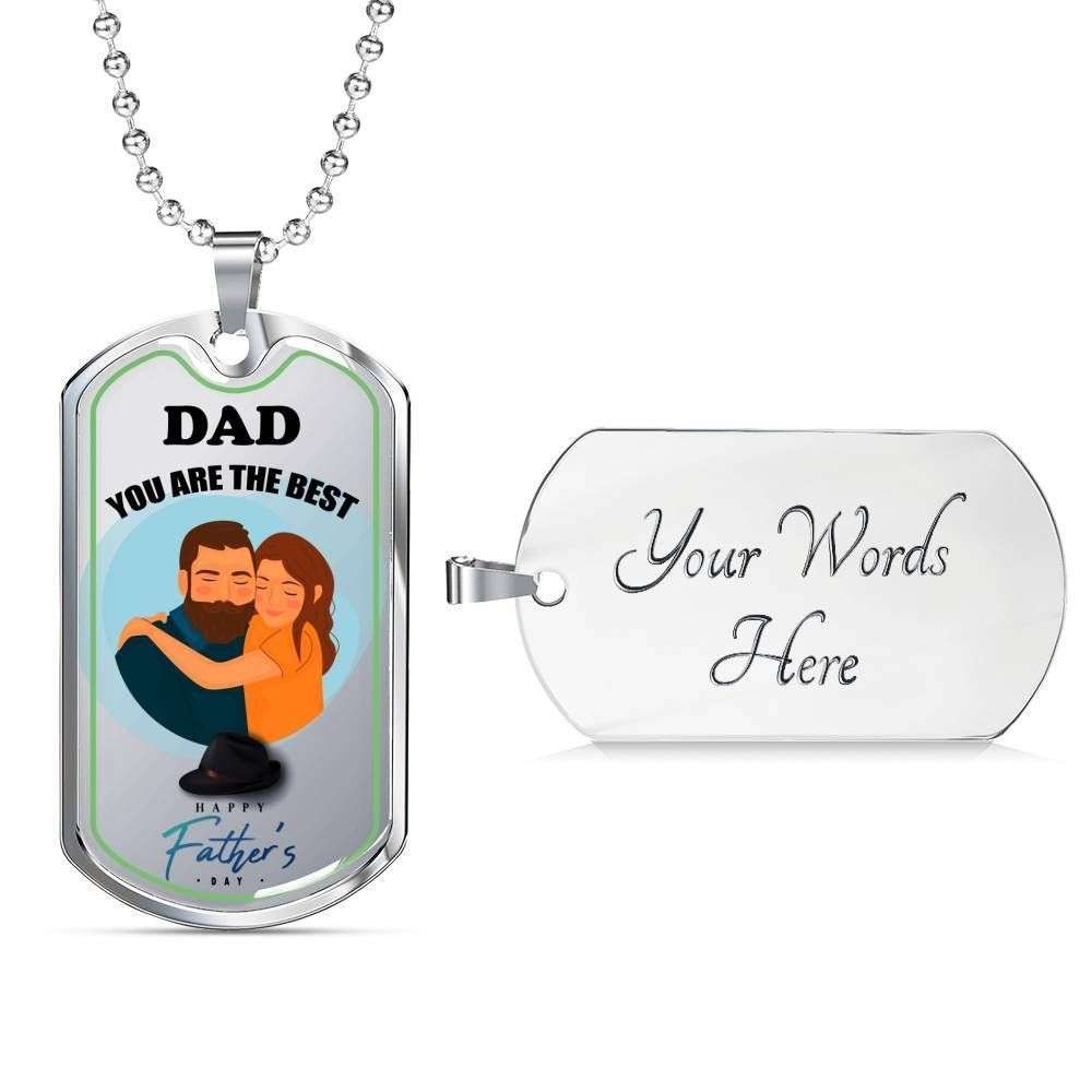Dad Dog Tag Father’S Day Gift, You’Re The Best Father’S Day Giving Dad Dog Tag Military Chain Necklace Father's Day Rakva