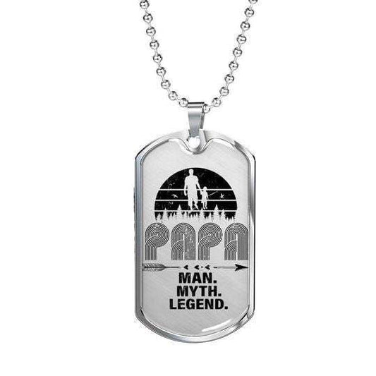 Dad Dog Tag Father’S Day, Papa Man Myth Legend Dog Tag Necklace Gift For Dad Father's Day Rakva