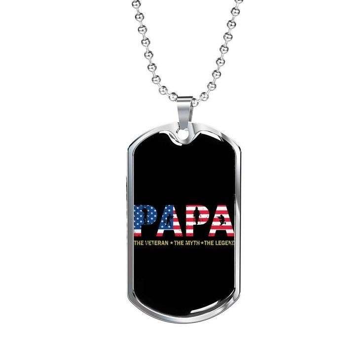 Dad Dog Tag Father’S Day, Papa The Veteran The Myth The Legend Dog Tag Necklace Gift For Dad Father's Day Rakva