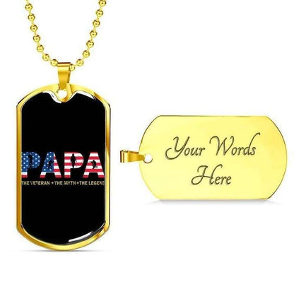 Dad Dog Tag Father’S Day, Papa The Veteran The Myth The Legend Dog Tag Necklace Gift For Dad Father's Day Rakva