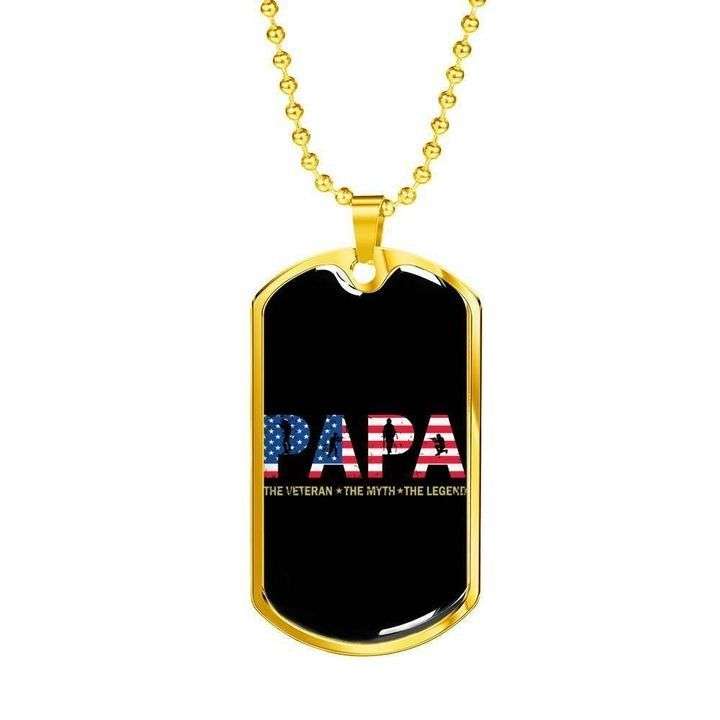 Dad Dog Tag Father’S Day, Papa The Veteran The Myth The Legend Dog Tag Necklace Gift For Dad Father's Day Rakva