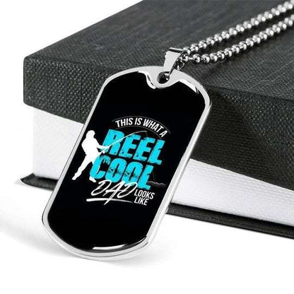 Dad Dog Tag Father’S Day, Reel Cool Dad Looks Like Dog Tag Necklace Gift For Daddy Father's Day Rakva