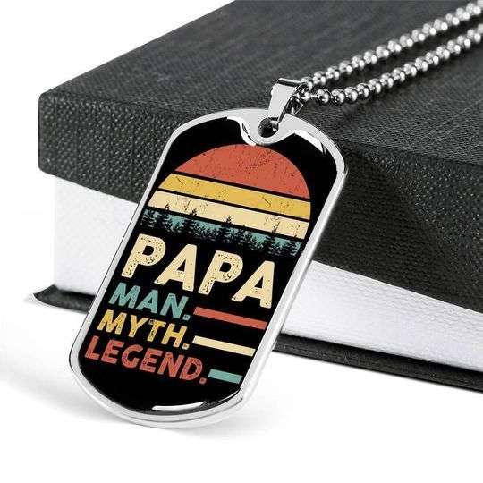 Dad Dog Tag Father’S Day, Retro Vintage Design Man Myth Legend Dog Tag Necklace Gift For Dad Father's Day Rakva