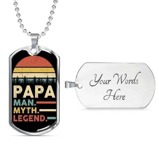 Dad Dog Tag Father’S Day, Retro Vintage Design Man Myth Legend Dog Tag Necklace Gift For Dad Father's Day Rakva