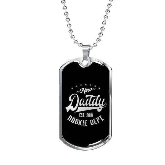 Dad Dog Tag Father’S Day, Rookie New Daddy Dog Tag Necklace For Dad Father's Day Rakva