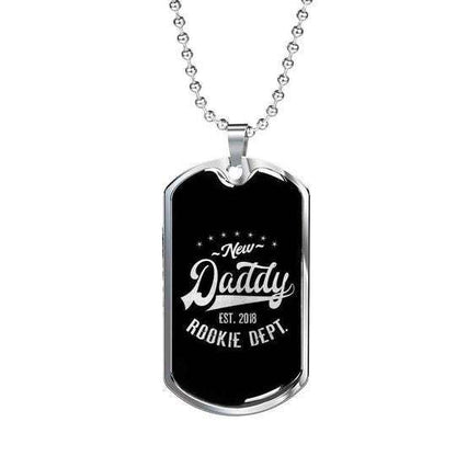 Dad Dog Tag Father’S Day, Rookie New Daddy Dog Tag Necklace For Dad Father's Day Rakva