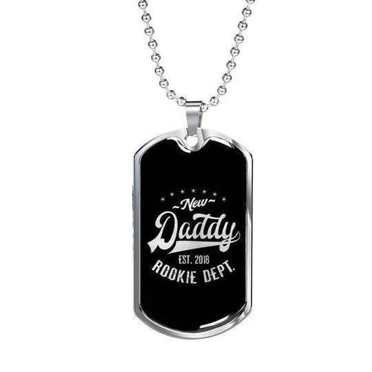 Dad Dog Tag Father’S Day, Rookie New Daddy Dog Tag Necklace For Dad Father's Day Rakva