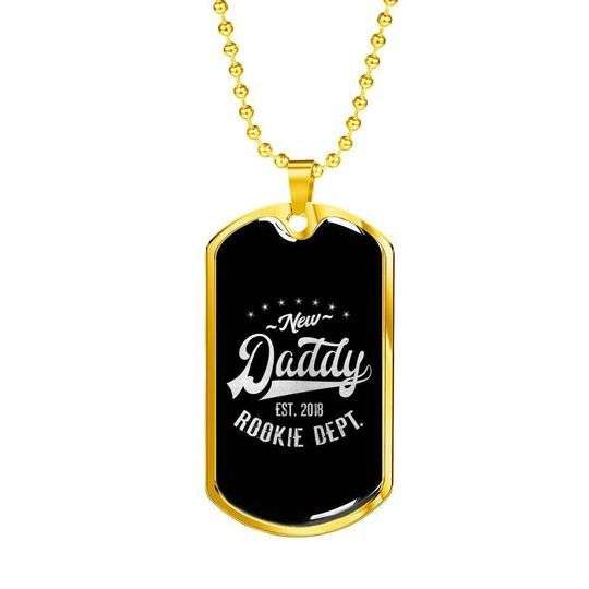 Dad Dog Tag Father’S Day, Rookie New Daddy Dog Tag Necklace For Dad Father's Day Rakva
