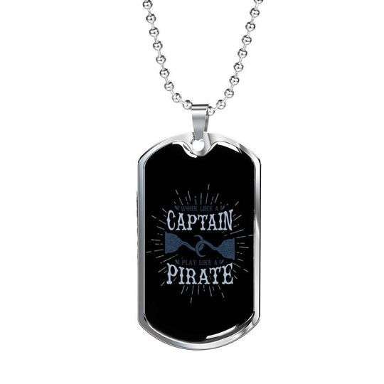 Dad Dog Tag Father’S Day, Sailor Captain Pirate Dog Tag Necklace For Dad Father's Day Rakva