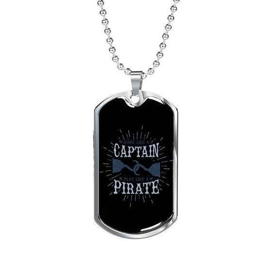 Dad Dog Tag Father’S Day, Sailor Captain Pirate Dog Tag Necklace For Dad Father's Day Rakva