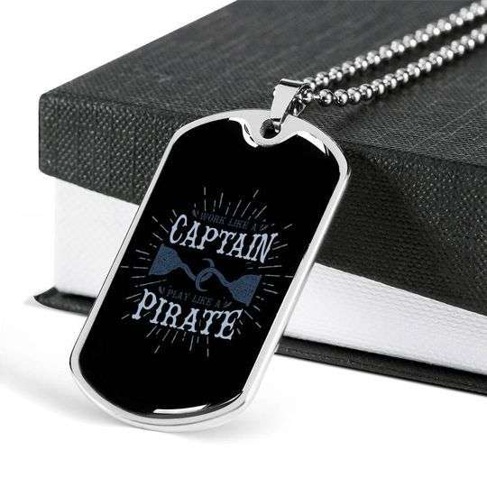 Dad Dog Tag Father’S Day, Sailor Captain Pirate Dog Tag Necklace For Dad Father's Day Rakva
