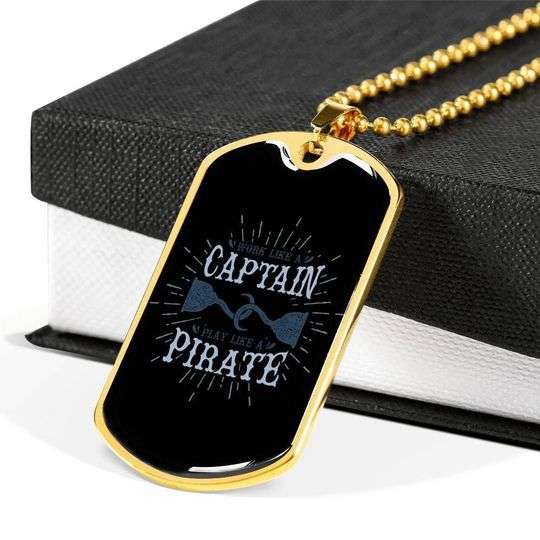 Dad Dog Tag Father’S Day, Sailor Captain Pirate Dog Tag Necklace For Dad Father's Day Rakva
