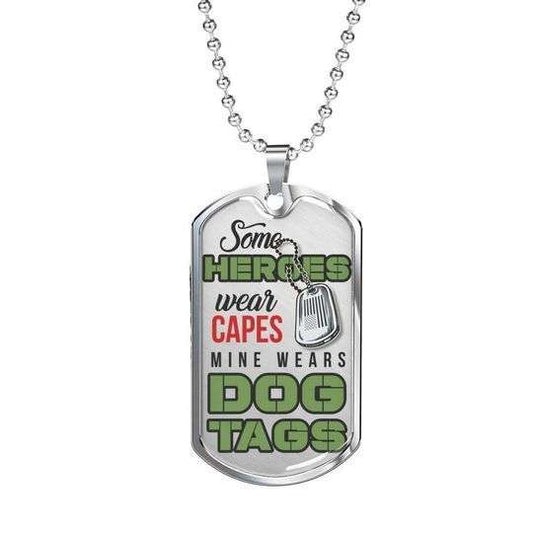 Dad Dog Tag Father’S Day, Some Heros Wear Capes Mine Wear Dog Tags For Dad Dog Tag Necklace Father's Day Rakva